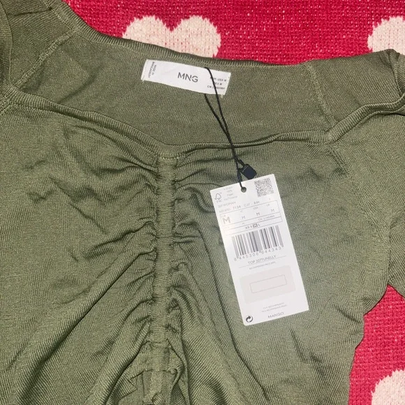 Mango Khaki Green Women's Crop Top - Picture 3 of 5